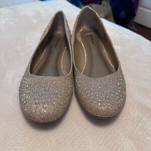 Pierre Dumas sequin glitter cream color flats EUC